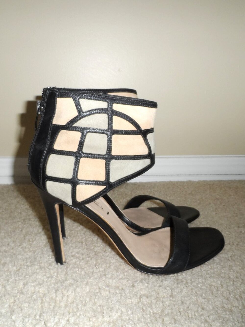 Via Spiga- Genuine Leather  Black Strappy Heels - size 8.5